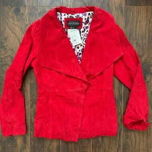 Live A Little Small Red Leather Blazer Fitted Jacket NWT